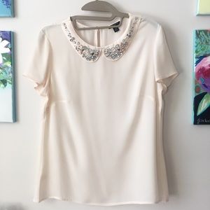 Ann Taylor blush beaded blouse